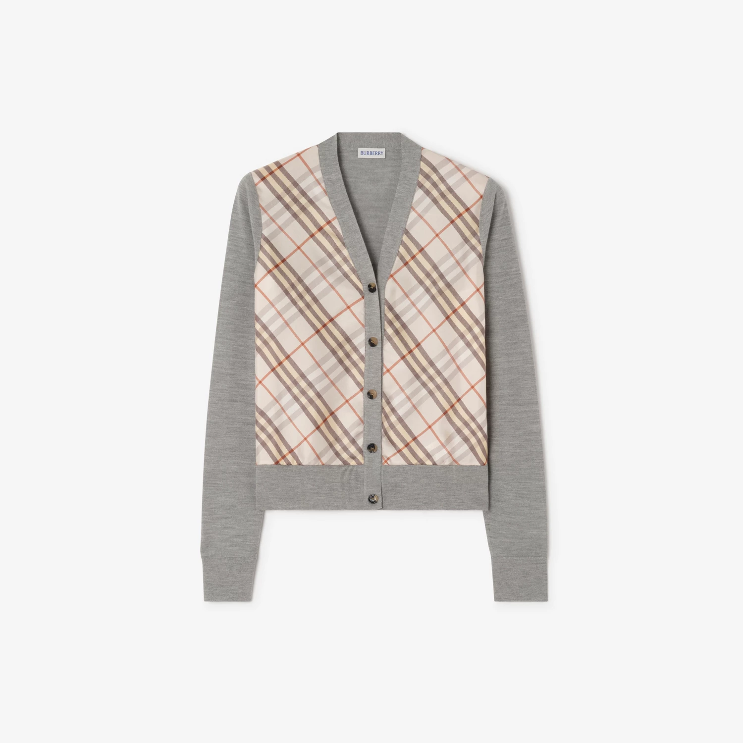 Burberry — Cardigan en laine et soie avec Check