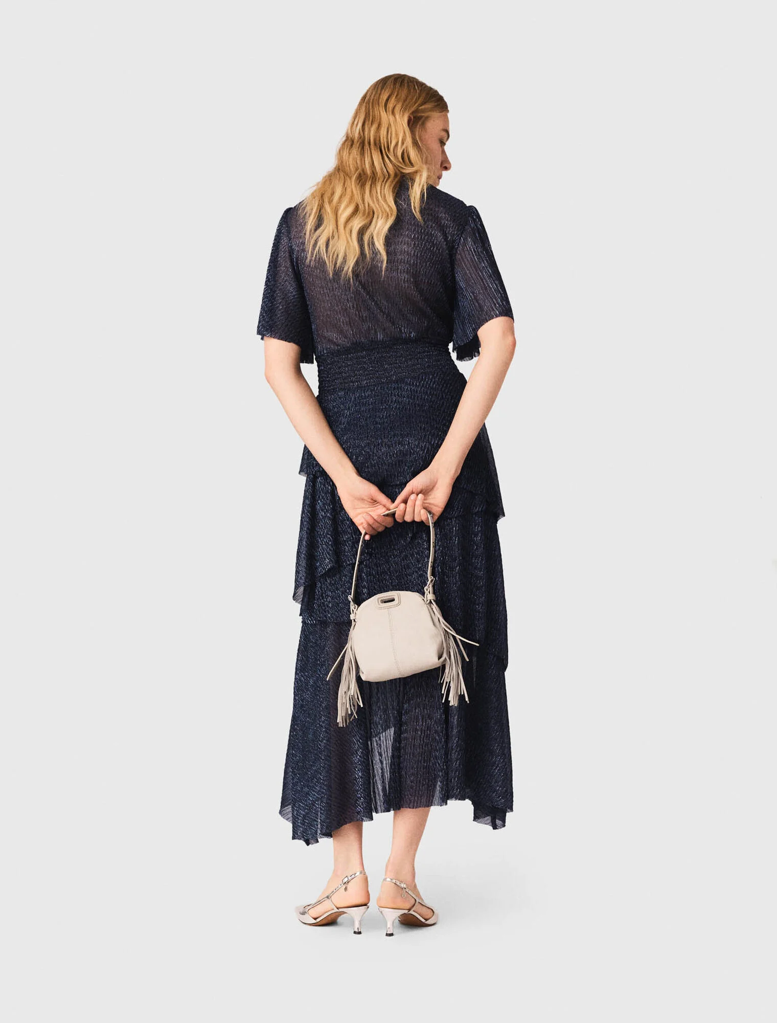 Robe mi-longue à volants métalisée — vue 2