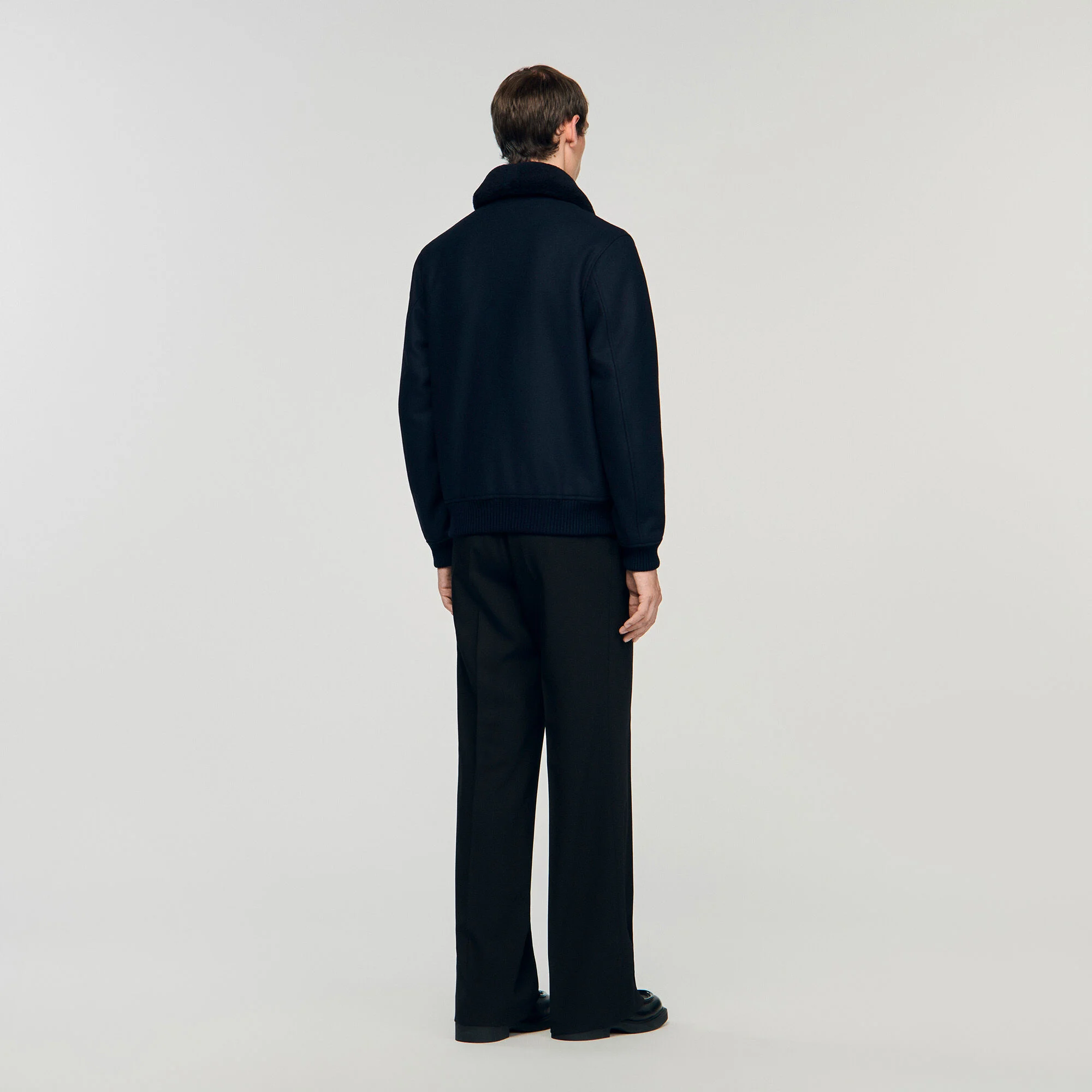 Wool aviator jacket with shearling — vue 4